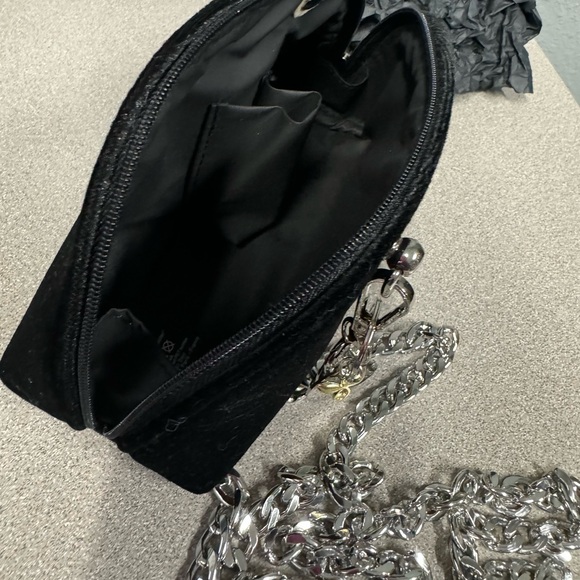 DIOR Velvet Black Crossbody Handbag chain Purse Evening Bag/makeup - Picture 14 of 16